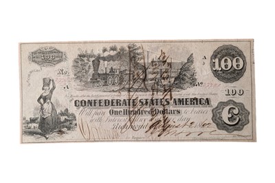 Lot 110 - CONFEDERATE STATES, 100 DOLLARS T39.