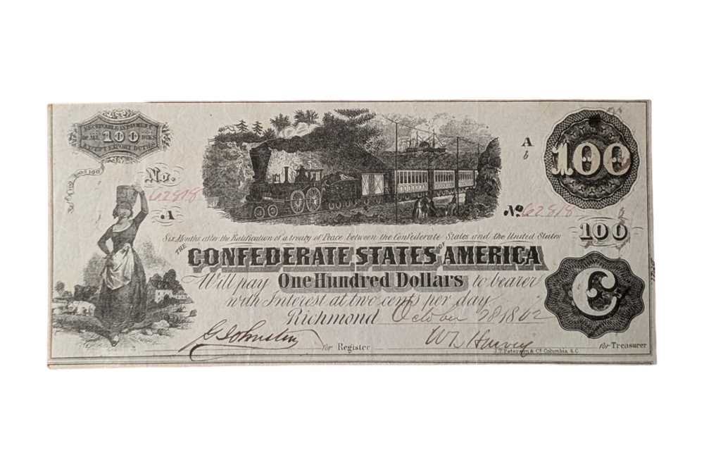 Lot 119 - CONFEDERATE STATES, 100 DOLLARS T39.