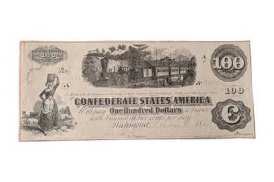 Lot 147 - CONFEDERATE STATES, 100 DOLLARS T40. MAJOR MARTIN WALT ENDORSEMENT.