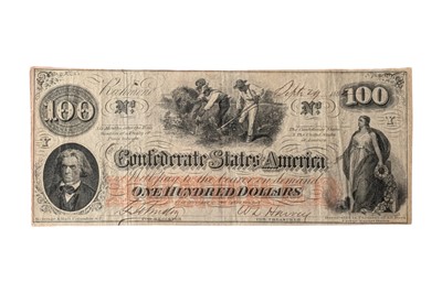 Lot 151 - CONFEDERATE STATES, 100 DOLLARS T41. MAJOR L. LAND ENDORSEMENT.