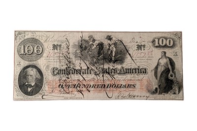 Lot 164 - CONFEDERATE STATES, 100 DOLLARS T41.  A.J. GUIROT (ASST TREASURER) ENDORSEMENT.