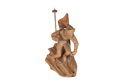 Lot 267 - A WOOD CARVED FIGURE OF A SKIER