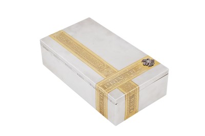 Lot 337 - A Nicholas II late 19th / early 20th century Russian 84 zolotnik parcel gilt silver cigar box, Saint Petersburg 1898-1903 by Nikolay Fedorovich Kemper (active 1892-1908)