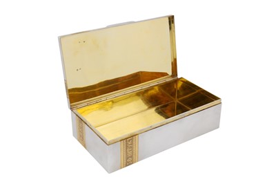 Lot 337 - A Nicholas II late 19th / early 20th century Russian 84 zolotnik parcel gilt silver cigar box, Saint Petersburg 1898-1903 by Nikolay Fedorovich Kemper (active 1892-1908)