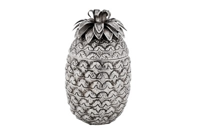 Lot A late 20th century Italian 800 standard silver novelty pineapple bowl or jar, Alessandria circa 1980 by Cesa