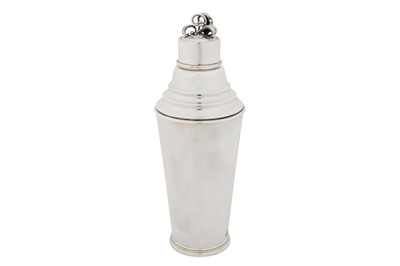 Lot 298 - A mid-20th century Danish sterling silver cocktail shaker, Copenhagen circa 1960 by Georg Jensen, designed by Harald Nielsen