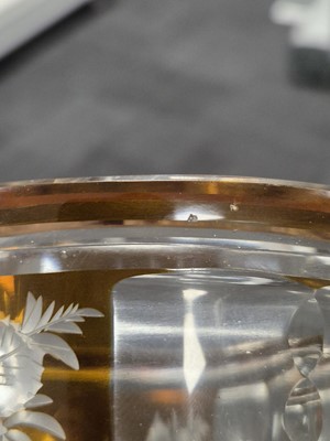 Lot 456 - A BOHEMIAN AMBER FLASH GLASS GOBLET AND COVER, LATE 19TH CENTURY