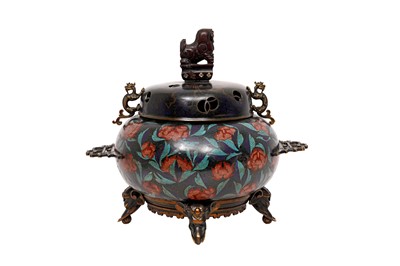 Lot 326 - A VERY LARGE CHINESE CLOISONNE CENSER AND COVER