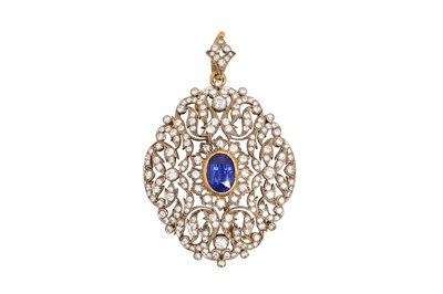 Lot 22 - A SAPPHIRE AND DIAMOND PENDANT/BROOCH