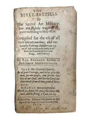 Lot 8 - Bernard (Richard) The Bible-Battells. Or, The Sacred Art Military, 1629