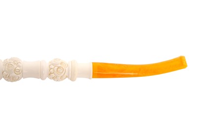 Lot 47 - A LARGE 19TH CENTURY STYLE CARVED MEERSCHAUM PIPE DEPICTING A LADY, MID 20TH CENTURY