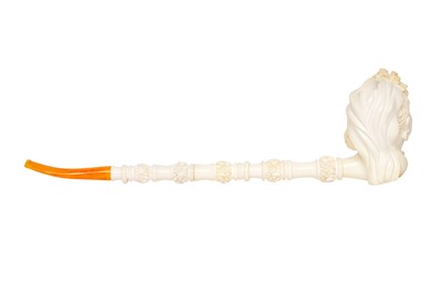 Lot 47 - A LARGE 19TH CENTURY STYLE CARVED MEERSCHAUM PIPE DEPICTING A LADY, MID 20TH CENTURY
