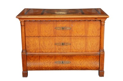 Lot 361 - A GERMAN BIEDERMEIER SATINWOOD AND MARQUETRY INLAID COMMODE, 19TH CENTURY