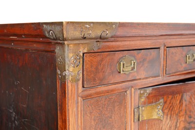 Lot 330 - A KOREAN ELM BRASS-MOUNTED THREE-TIER CABINET