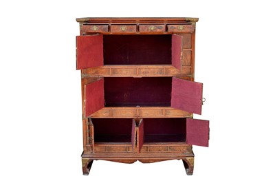 Lot 330 - A KOREAN ELM BRASS-MOUNTED THREE-TIER CABINET