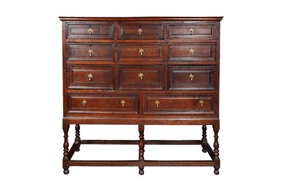 Lot 365 - A WILLIAM III WELSH OAK CHEST ON STAND, CIRCA 1690