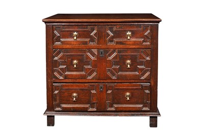 Lot 117 - A JACOBEAN TYPE OAK CHEST, 17TH CENTURY AND LATER