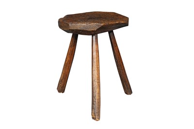 Lot 119 - A RUSTIC ASH STOOL, 19TH CENTURY