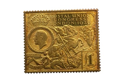 Lot 215 - UNIVERSAL POSTAL UNION 1874-1974 COMMEMORATIVE GOLD STAMP.