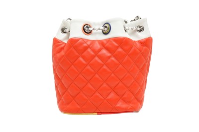 Lot 52 - Chanel Red Tri Colour CC Chain Bucket Bag