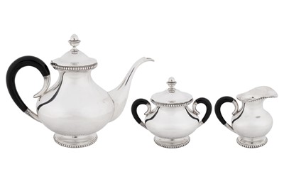 Lot 339 - A mid-20th century Dutch sterling standard silver three-piece tea service, probably Utrecht 1959, no maker’s mark