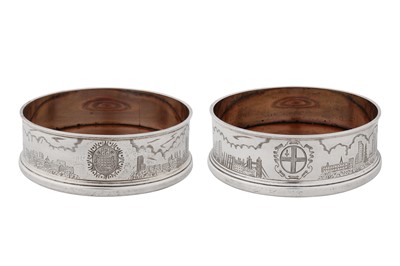 Lot 467 - A pair of Elizabeth II sterling silver wine coasters, London 1970 by C. J. Vander