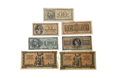 Lot 182 - GREECE (ITALIAN/GERMAN WWII OCCUPATION) 7X NOTES