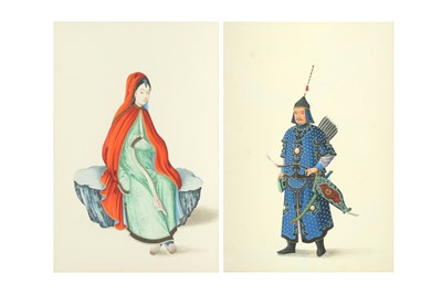 Lot 389 - TWO CHINESE PAINTINGS OF FIGURES