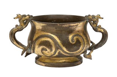 Lot 199 - A CHINESE GILT-BRONZE 'DRAGON' CENSER