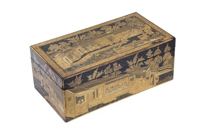 Lot 713 - A CHINESE EXPORT GILT-LACQUERED BOX AND COVER