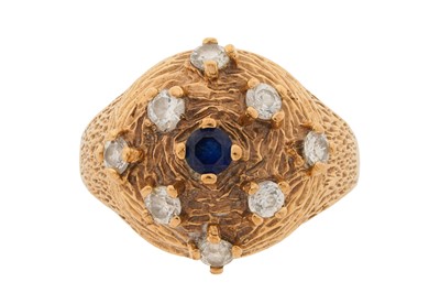 Lot 456 - A SAPPHIRE AND DIAMOND RING, CIRCA 1969