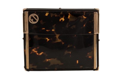 Lot 180 - An early 20th century unmarked gold mounted tortoiseshell cigarette case