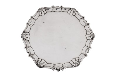 Lot 563 - A George II sterling silver salver, London 1739 by Robert Abercromby (first mark alone reg. 5th Oct 1731)