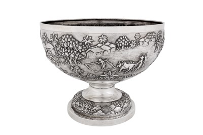 Lot A very large late 19th / early 20th century Anglo – Indian silver footed bowl, Calcutta, Bhowanipore circa 1900 by Grish Chunder Dutt