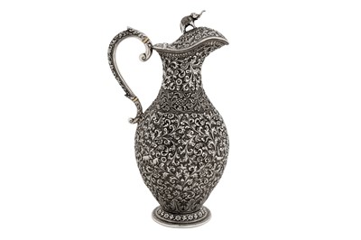 Lot 204 - A late 19th Anglo – Indian unmarked silver ewer or claret jug, Cutch circa 1880