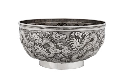 Lot 274 - A late 19th century Chinese export silver bowl, Shanghai circa 1890, marked Kun He, retailed by Cum Shing of Canton