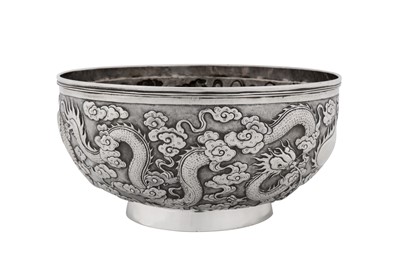 Lot 274 - A late 19th century Chinese export silver bowl, Shanghai circa 1890, marked Kun He, retailed by Cum Shing of Canton