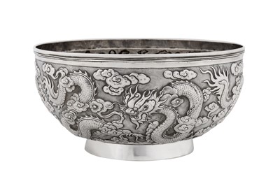 Lot 274 - A late 19th century Chinese export silver bowl, Shanghai circa 1890, marked Kun He, retailed by Cum Shing of Canton
