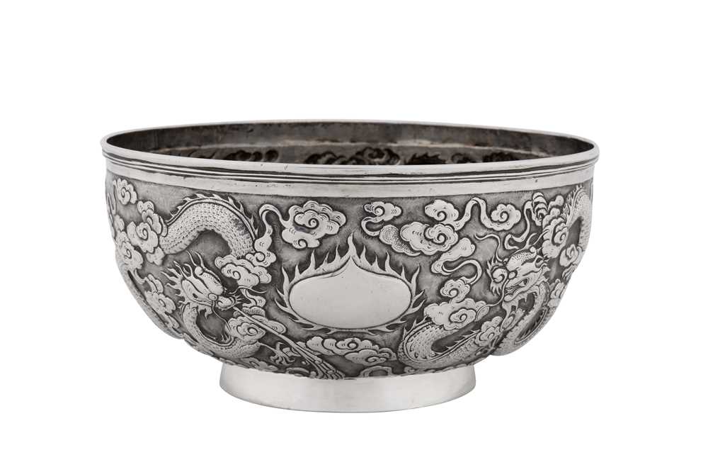 Lot 274 - A late 19th century Chinese export silver bowl, Shanghai circa 1890, marked Kun He, retailed by Cum Shing of Canton