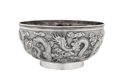 Lot 274 - A late 19th century Chinese export silver bowl, Shanghai circa 1890, marked Kun He, retailed by Cum Shing of Canton