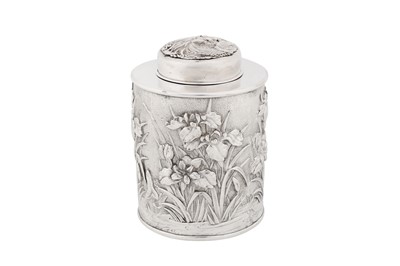 Lot A late 19th / early 20th century Japanese silver tea caddy, Yokohama circa 1900