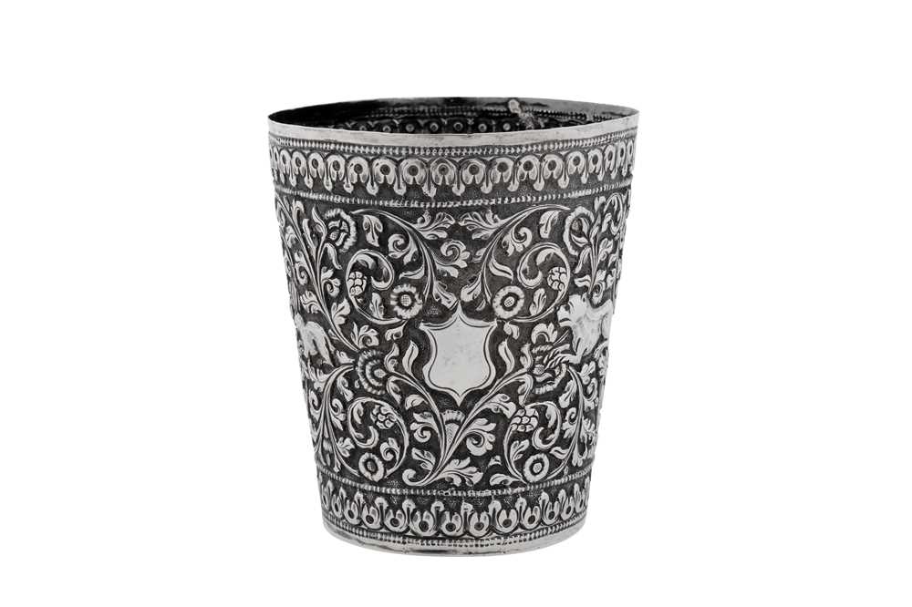 Lot 202 - A late 19th / early 20th century Anglo – Indian unmarked silver beaker, Cutch circa 1900