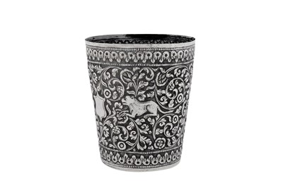 Lot 202 - A late 19th / early 20th century Anglo – Indian unmarked silver beaker, Cutch circa 1900