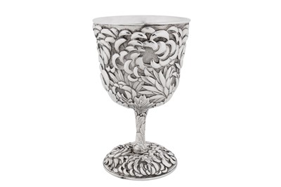 Lot An early 20th century Japanese silver goblet or standing cup, Yokohama circa 1920 retailed by Kuhn and Komor (active circa 1897-1926)