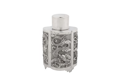 Lot 263 - A late 19th century Chinese export silver tea caddy, Canton marked Shang, import marks for Edinburgh 1898 by J.M
