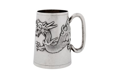 Lot An early 20th century Chinese export silver mug, Shanghai circa 1920, marked Kai, retailed Wang Hing of Canton and Hong Kong