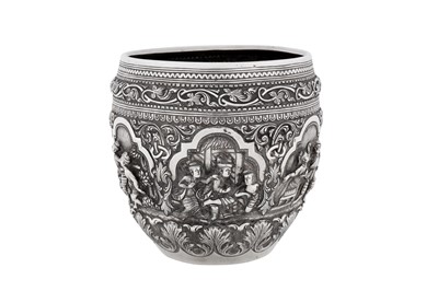Lot 230 - An early 20th century Burmese unmarked silver bowl or jar, Rangoon circa 1910