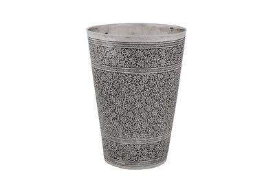 Lot 213 - A late 19th / early 20th century Anglo – Indian silver beaker, Kashmir circa 1900