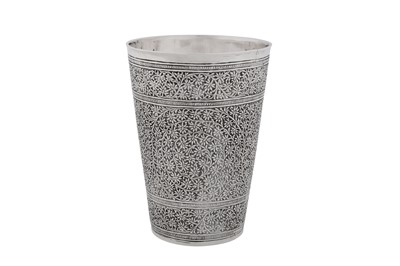 Lot 213 - A late 19th / early 20th century Anglo – Indian silver beaker, Kashmir circa 1900