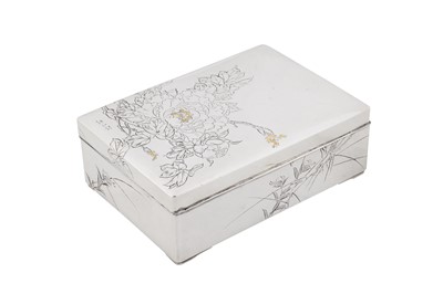 Lot 282 - An early 20th century Japanese silver cigar or cigarette box, Yokohama circa 1920